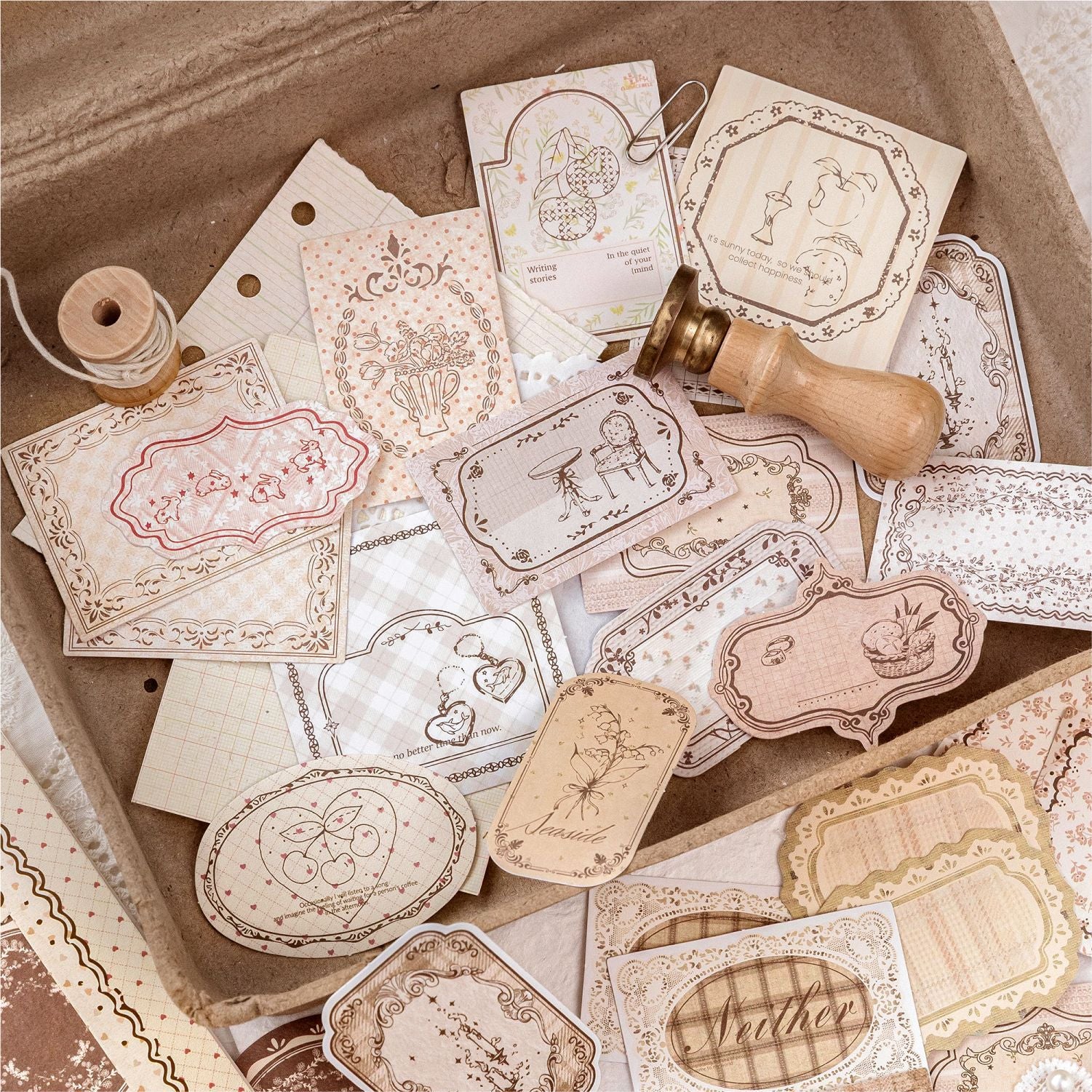 40 Pcs Lace Floral Writable Stickers KLZJ