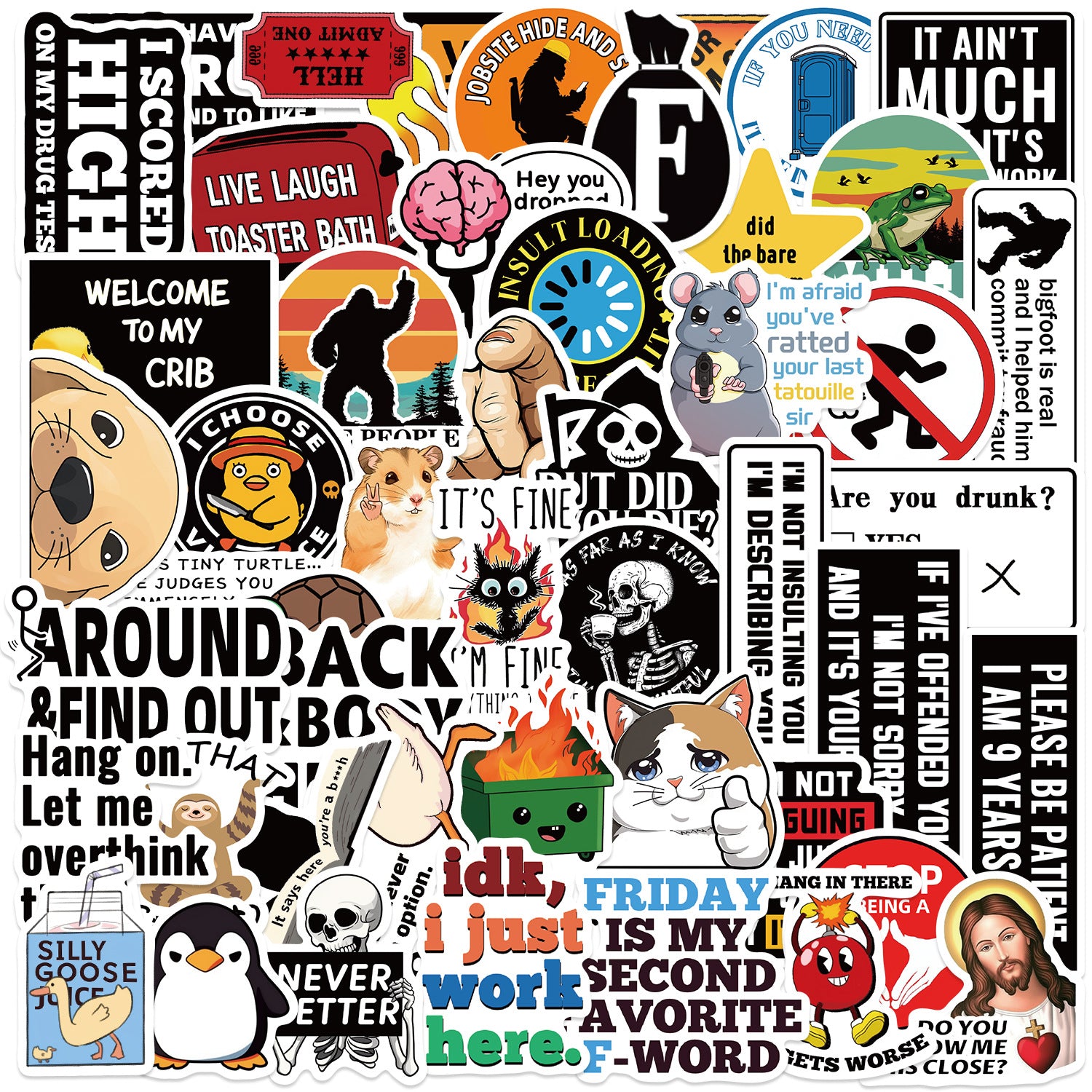 50 Pcs Vinyl Funny Stickers TT245