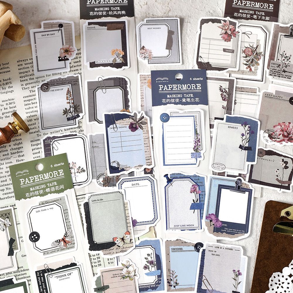 6 Pcs Vintage Writable Stickers HDXS
