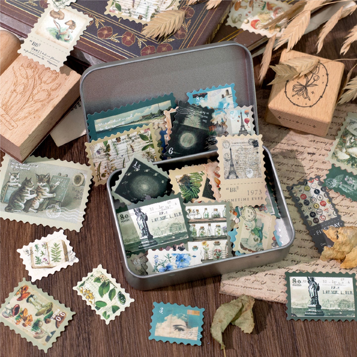 50 Pcs Fantasy Postage Stamp Stickers JYKXQ