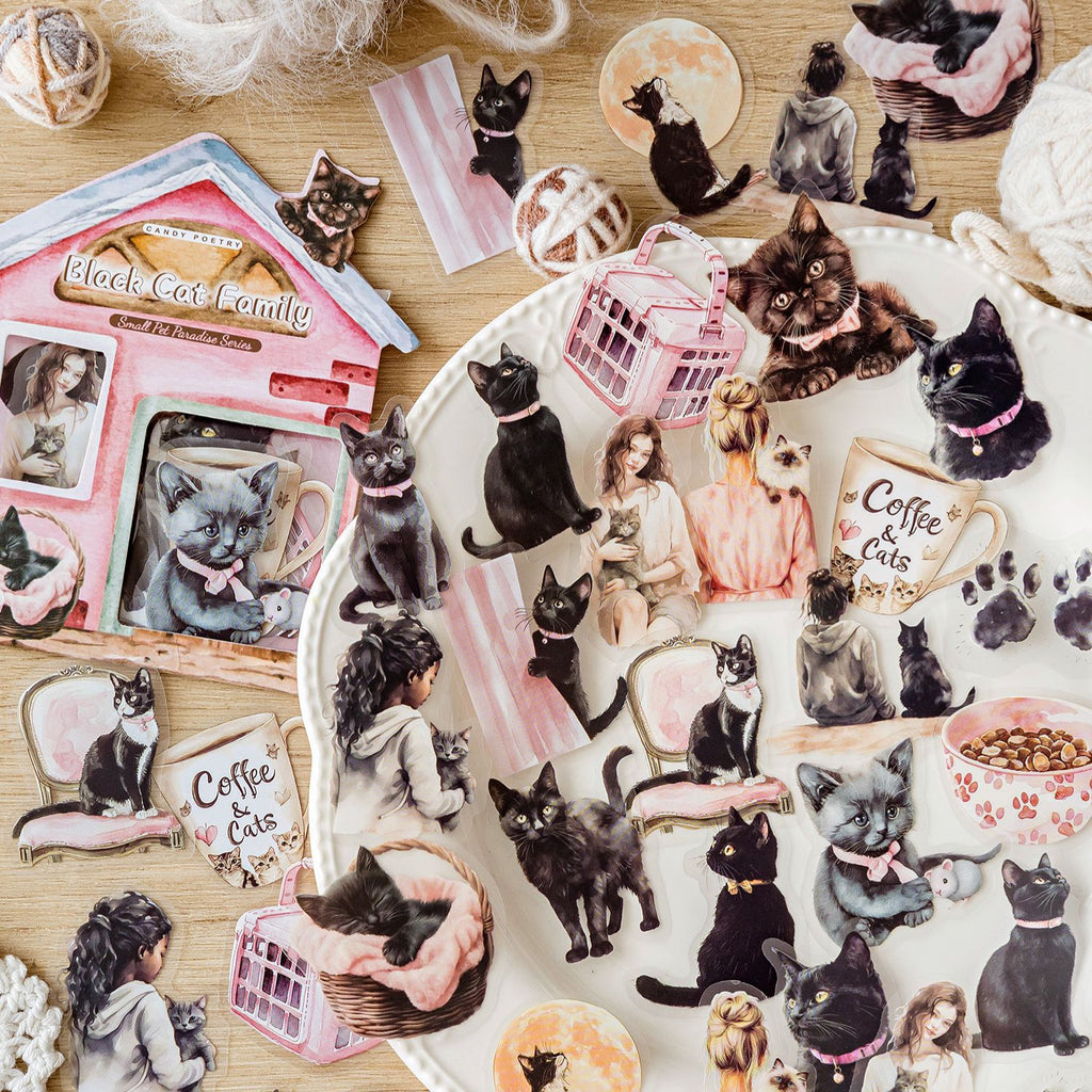 40 Pcs Cat Theme PET Stickers XCLY