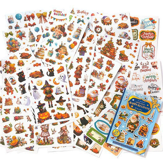 35 Sheets Christmas Halloween Themed Stickers Book HLDJR