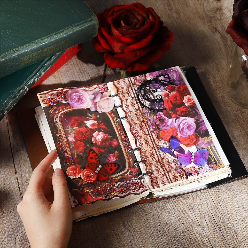 30 Pcs Rose Theme Scrapbook Paper QWZY