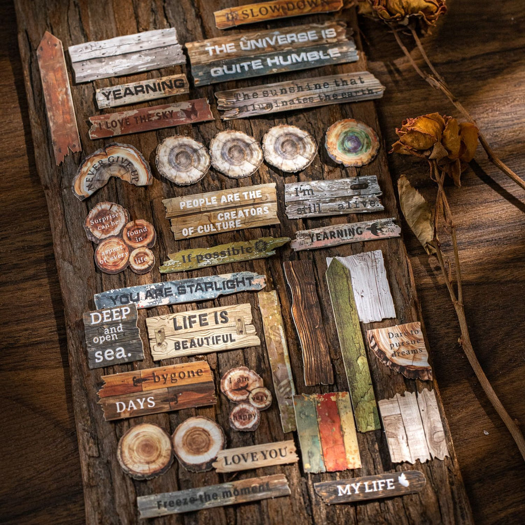 25 Pcs Woolen Words Embossed Stickers MWSY