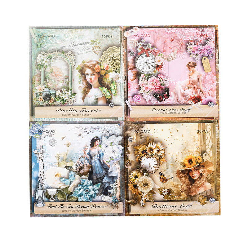 20 Pcs Vintage Floral Scrapbook Paper MJHY