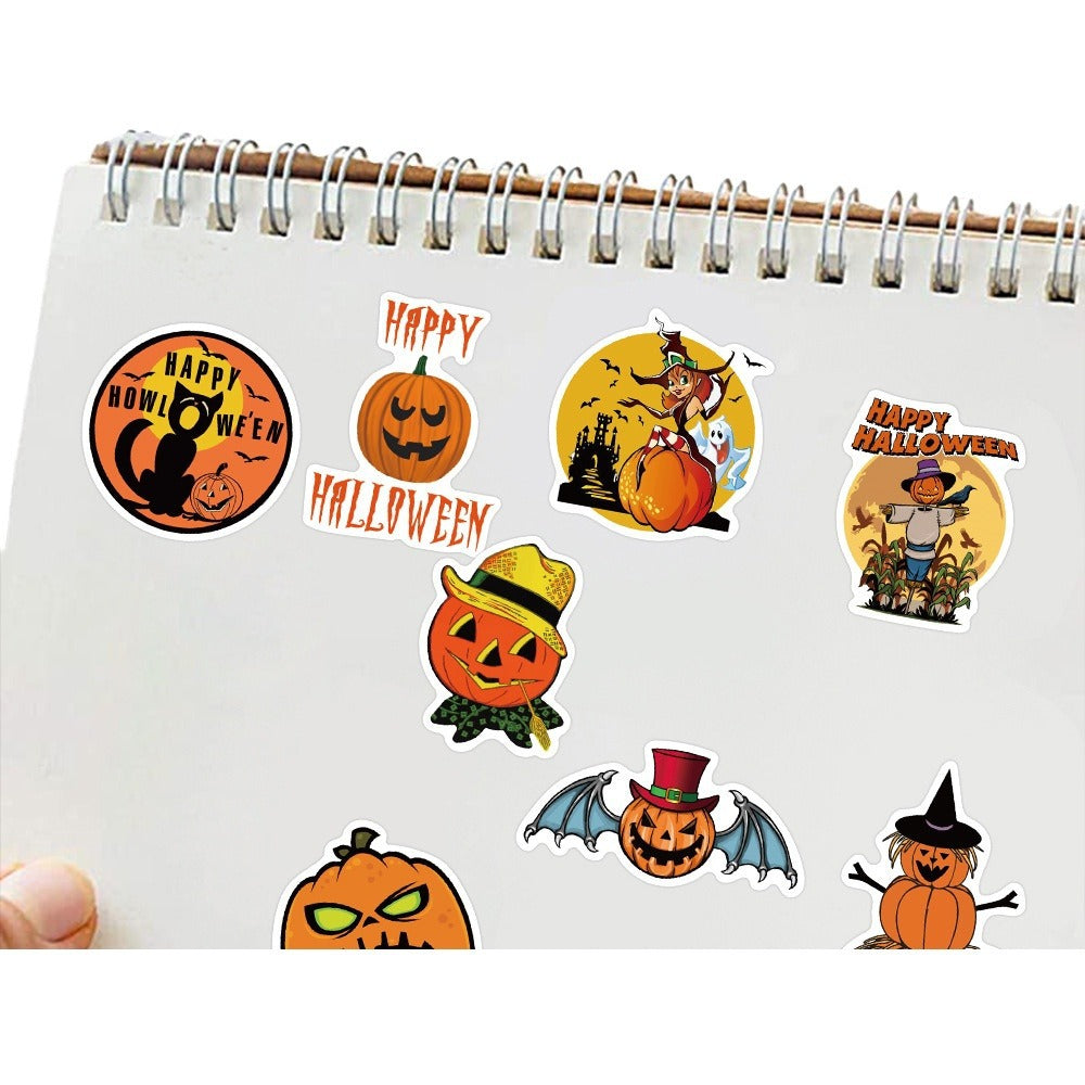 50 Pcs Vinyl Halloween Pumpkin Stickers WSJ413