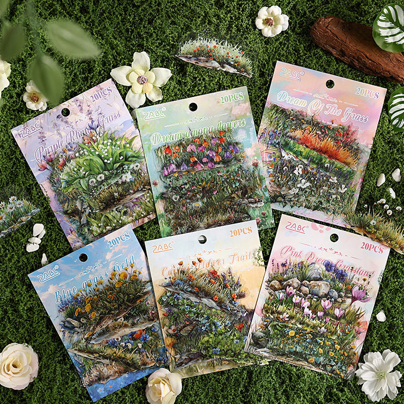 20 Pcs Wild Grass PET Stickers LYFZ