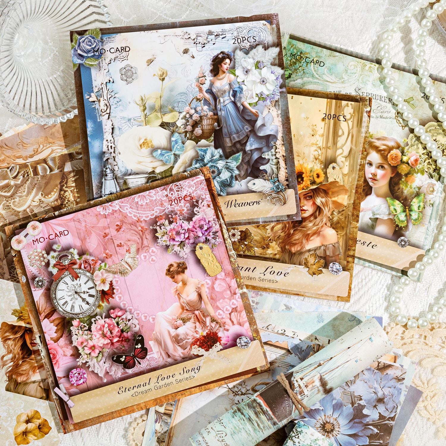 20 Pcs Vintage Floral Scrapbook Paper MJHY