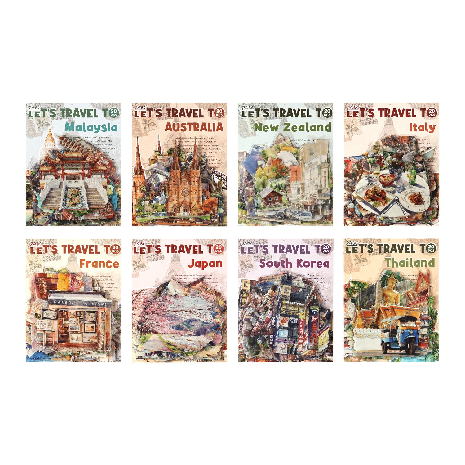 20 Pcs World Travel PET Stickers LTMJ