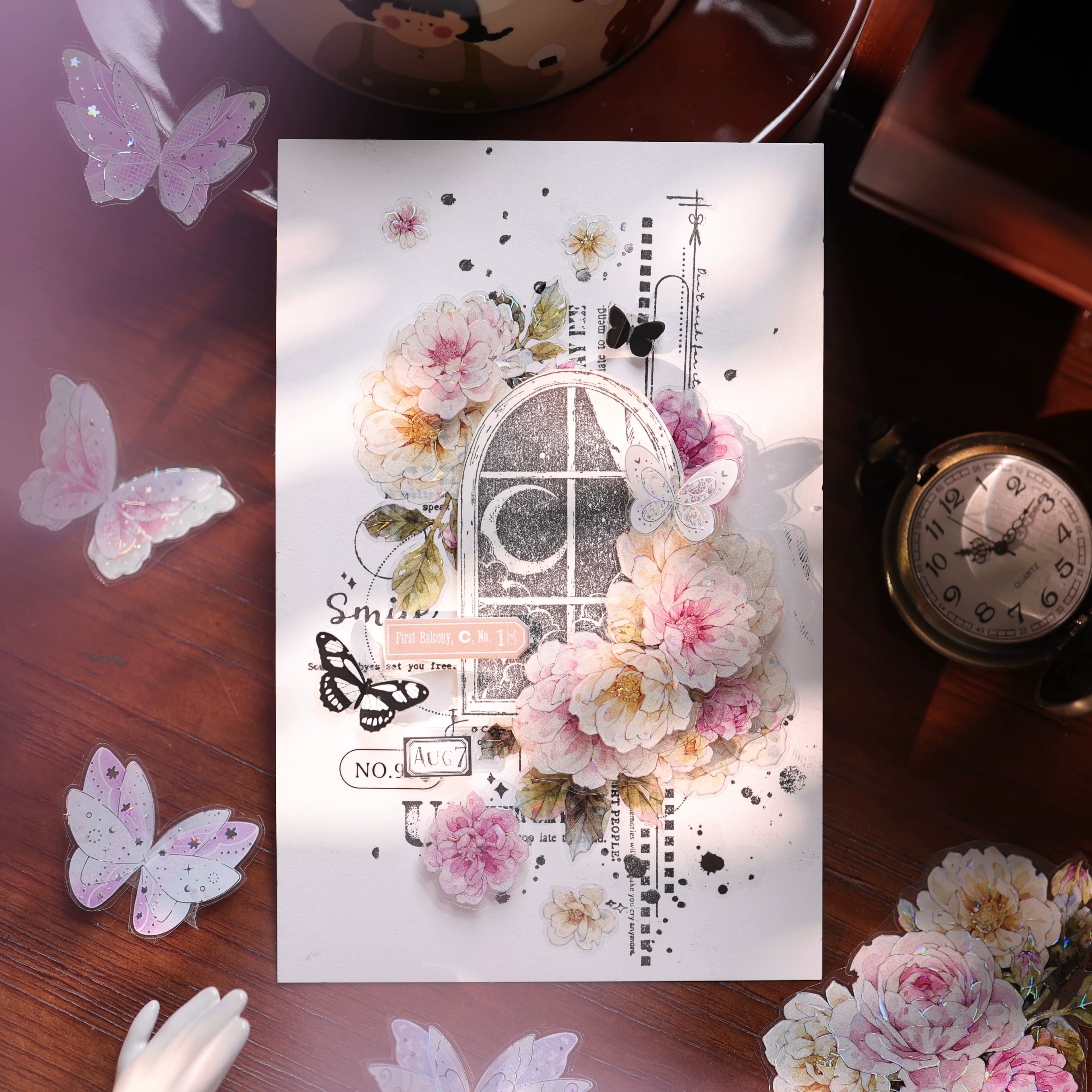 Floral Decorative Tape Rolls- Peach Mist
