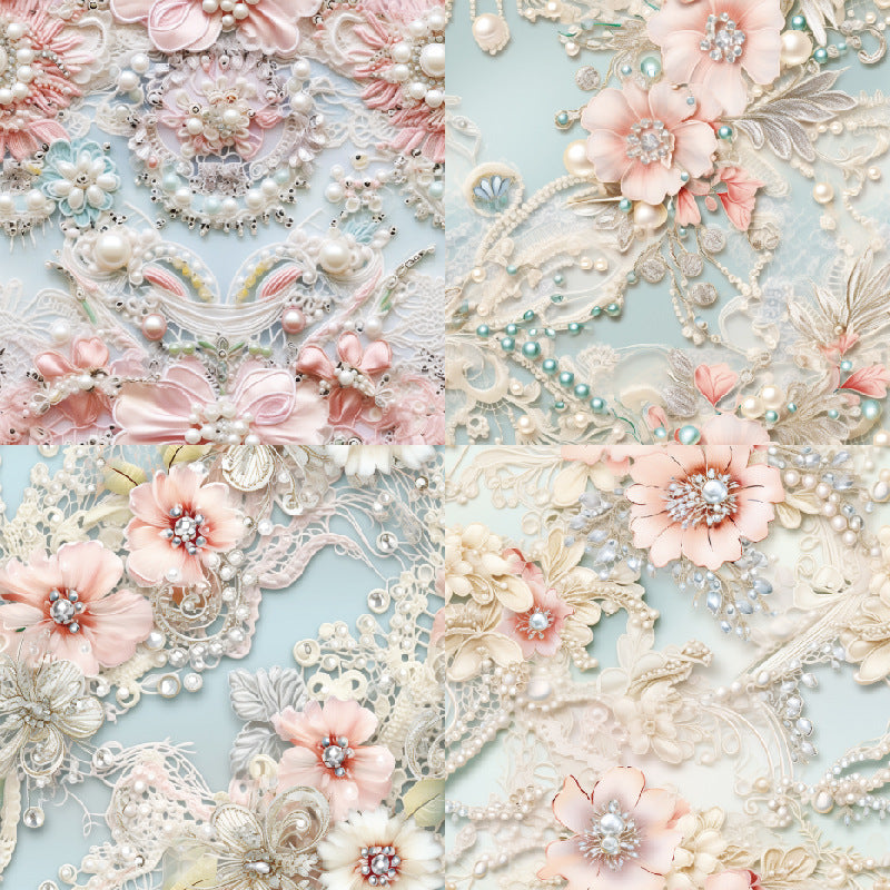 6 inch Pearl Embroidery Scrapbook Paper Pad SKP407