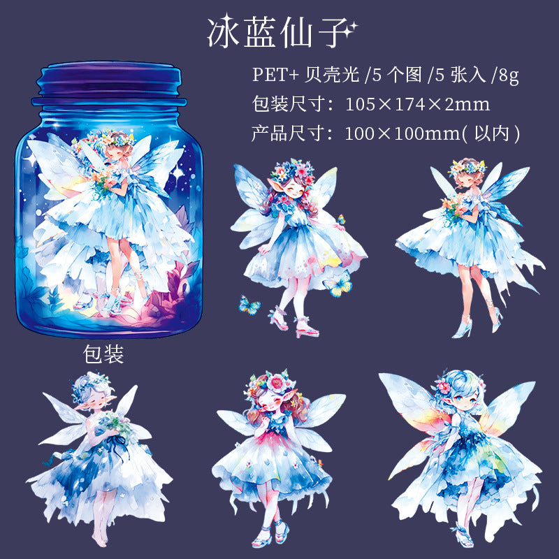 5 Pcs Flower Fairy PET Stickers XXNRJ