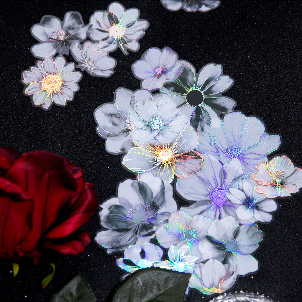 20 Pcs Gold Foil Flower PET Stickers GXHH