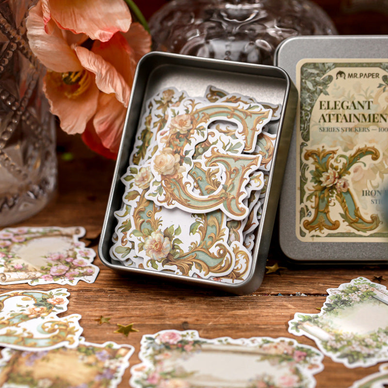 100 Pcs Floral Letter Stickers DYZY