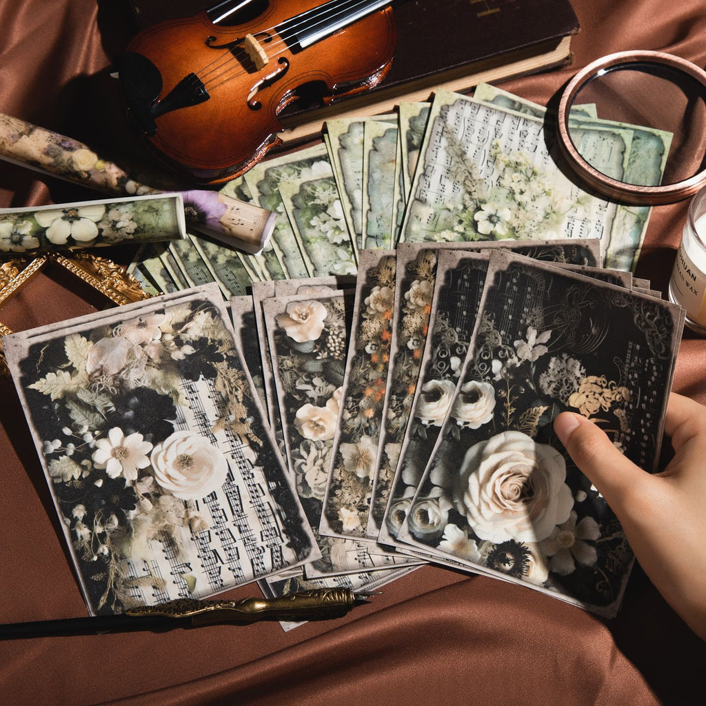 30 Pcs Flower Music Sheet Scrapbook Paper HZXL