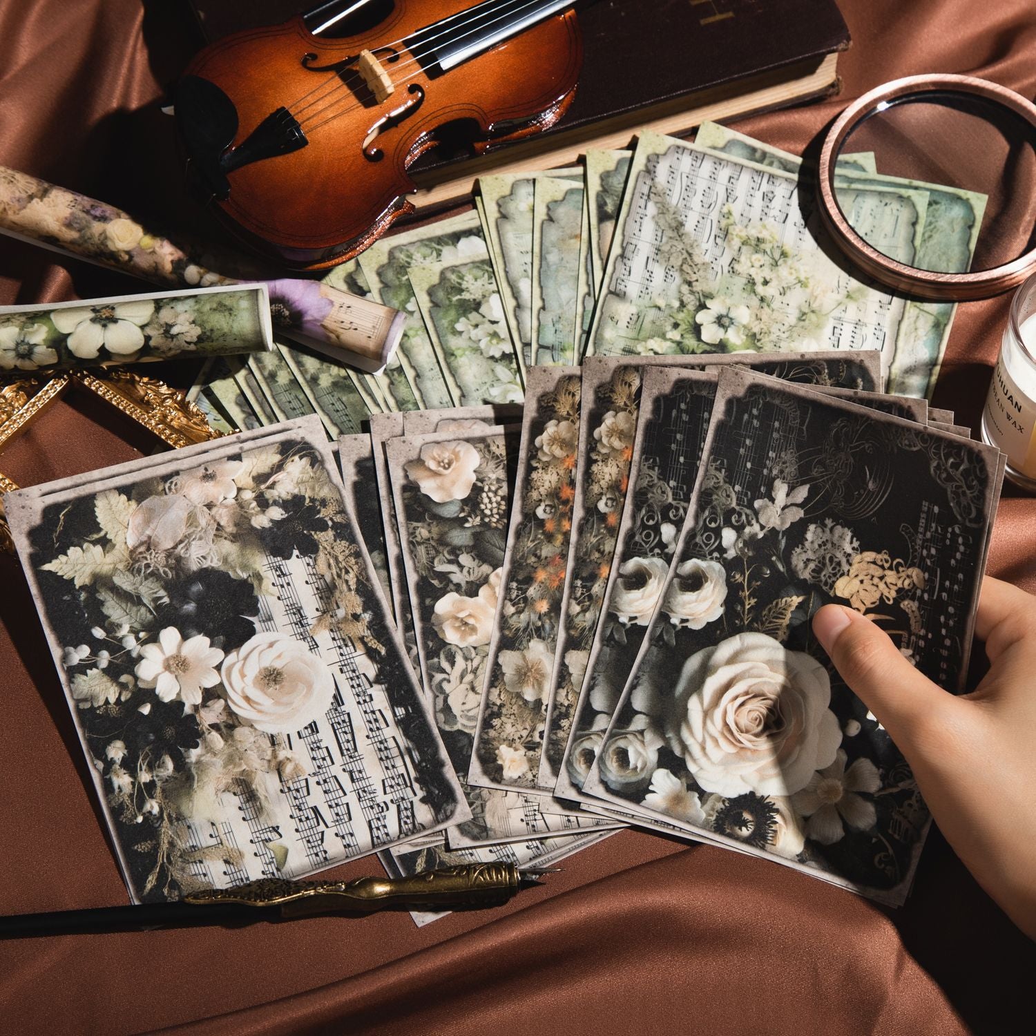 30 Pcs Flower Music Sheet Scrapbook Paper HZXL