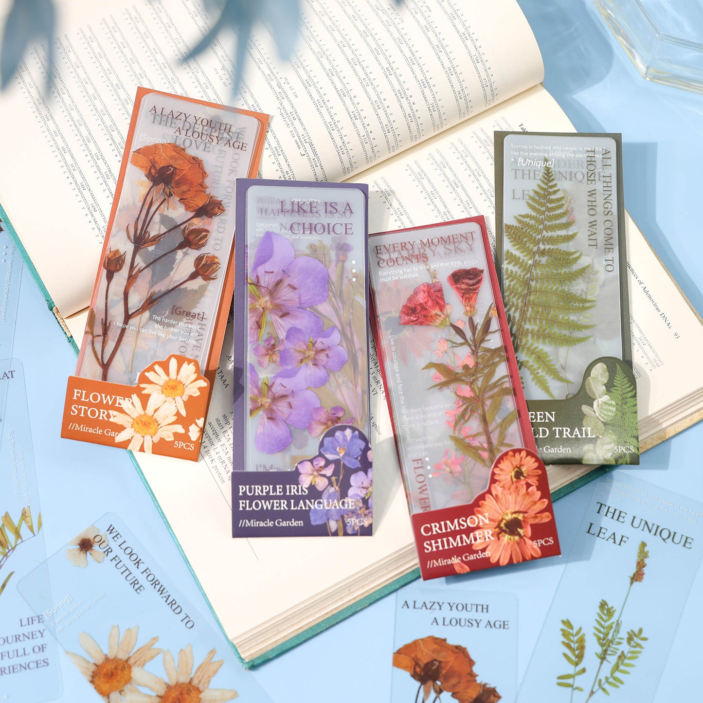 5 Sheets Botanical PET Bookmark QJHY