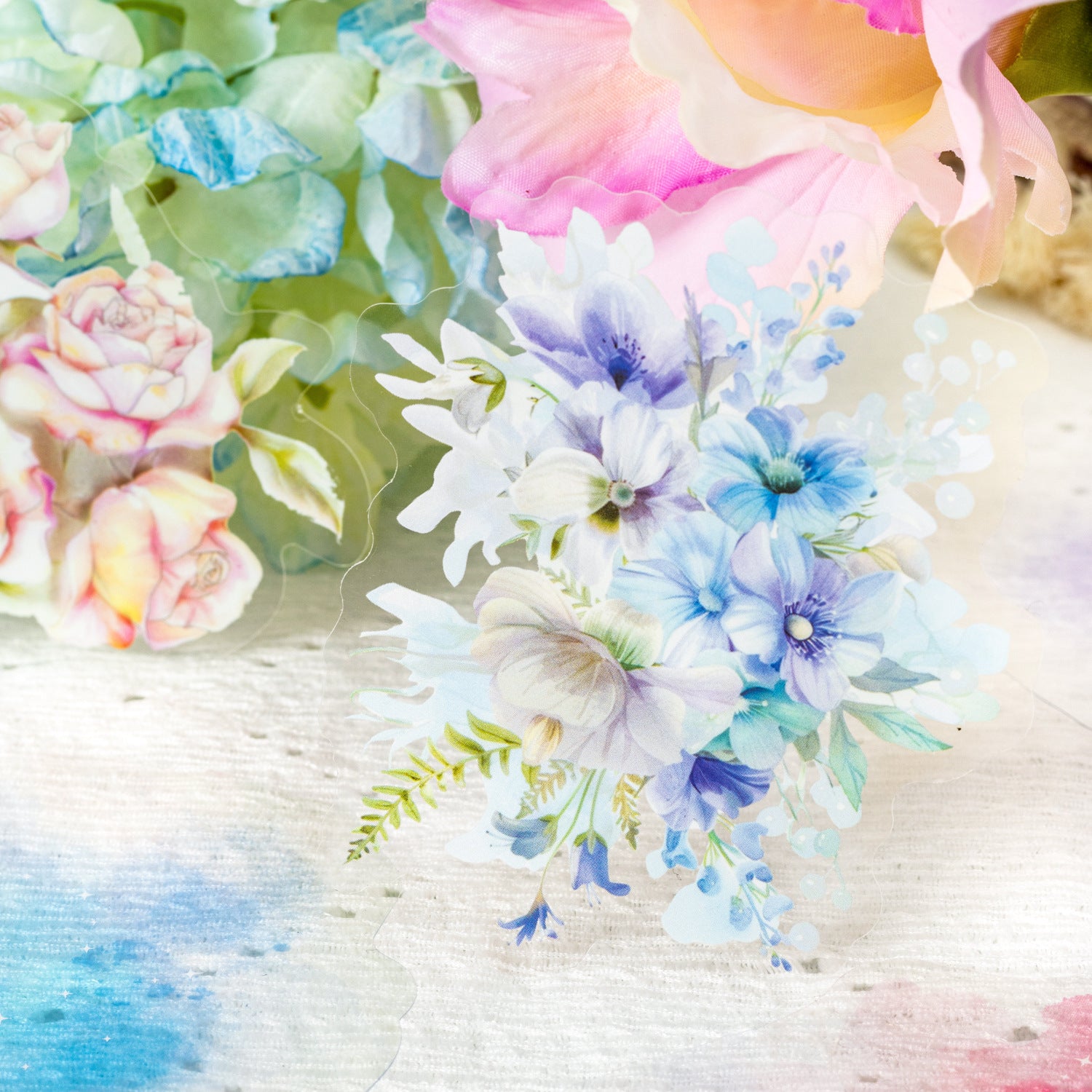 10 Pcs Watercolor and Bouquet PET Stickers XGHS
