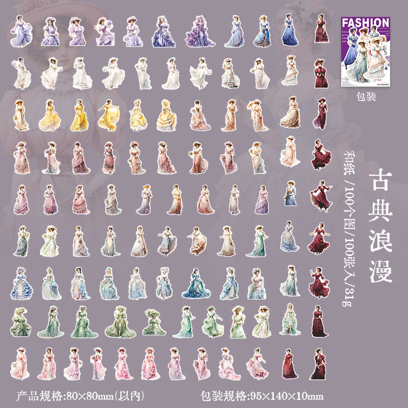 100 Pcs Vintage People Stickers KYSKXY