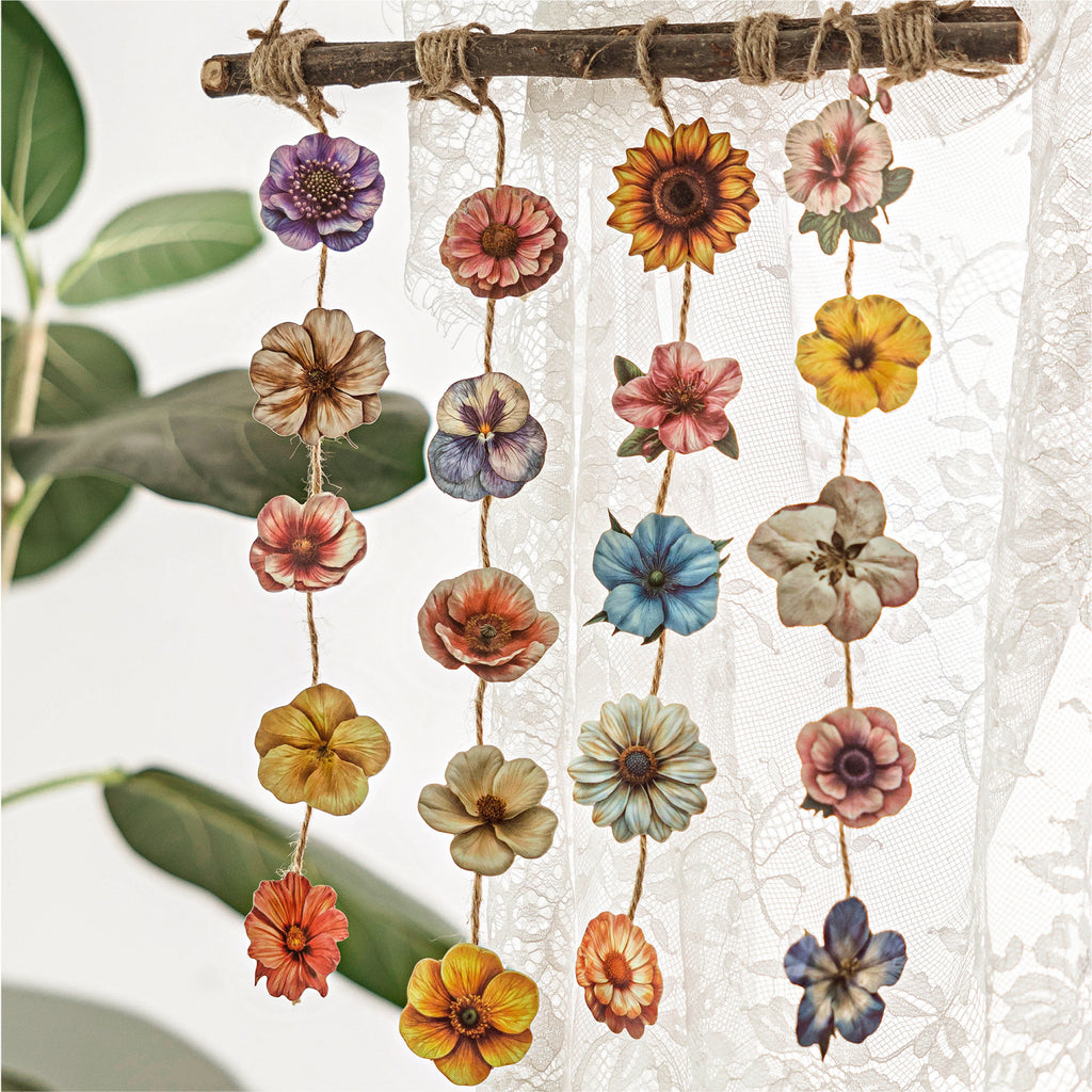 25 Pcs Vintage Flower Stickers HHBKTJ