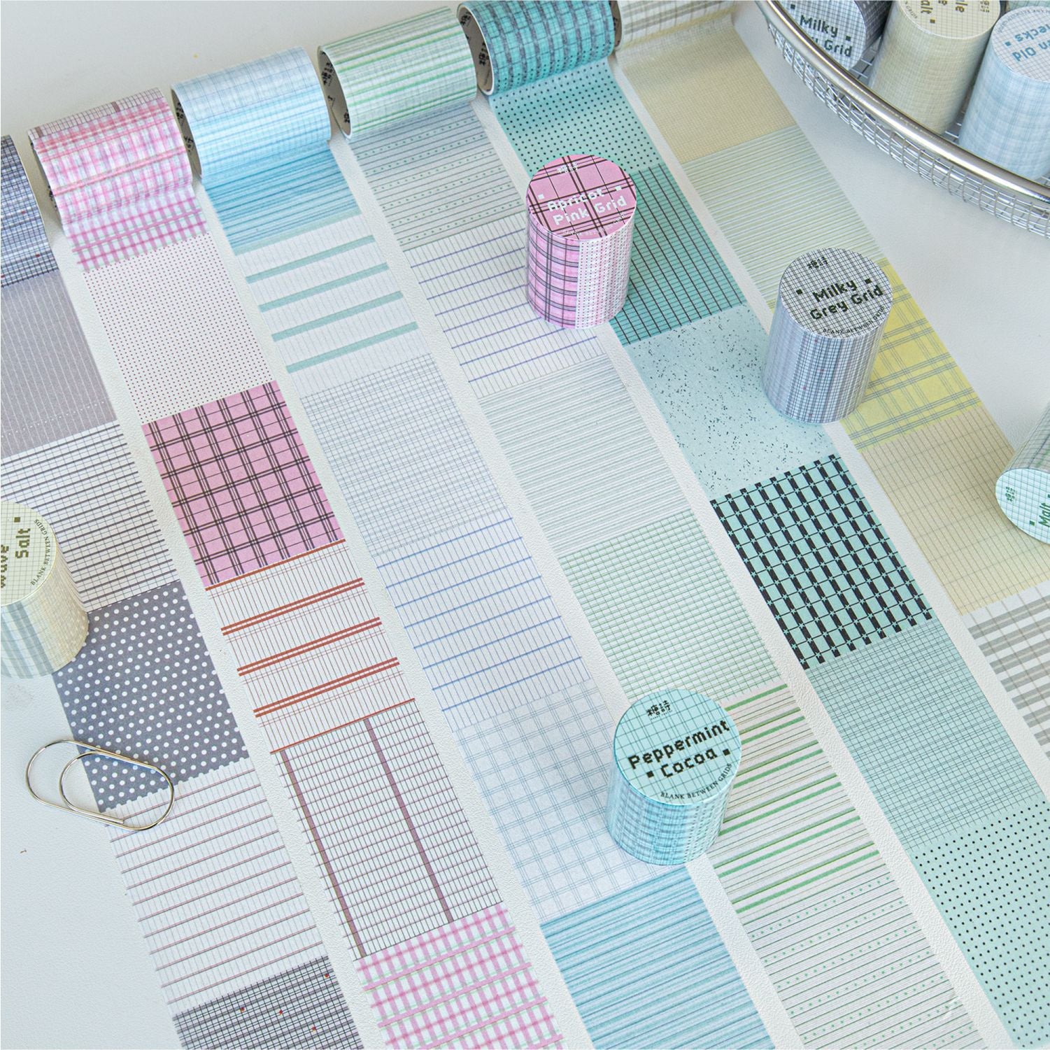 Grid Plaid Geometric Washi Tape - Gray
