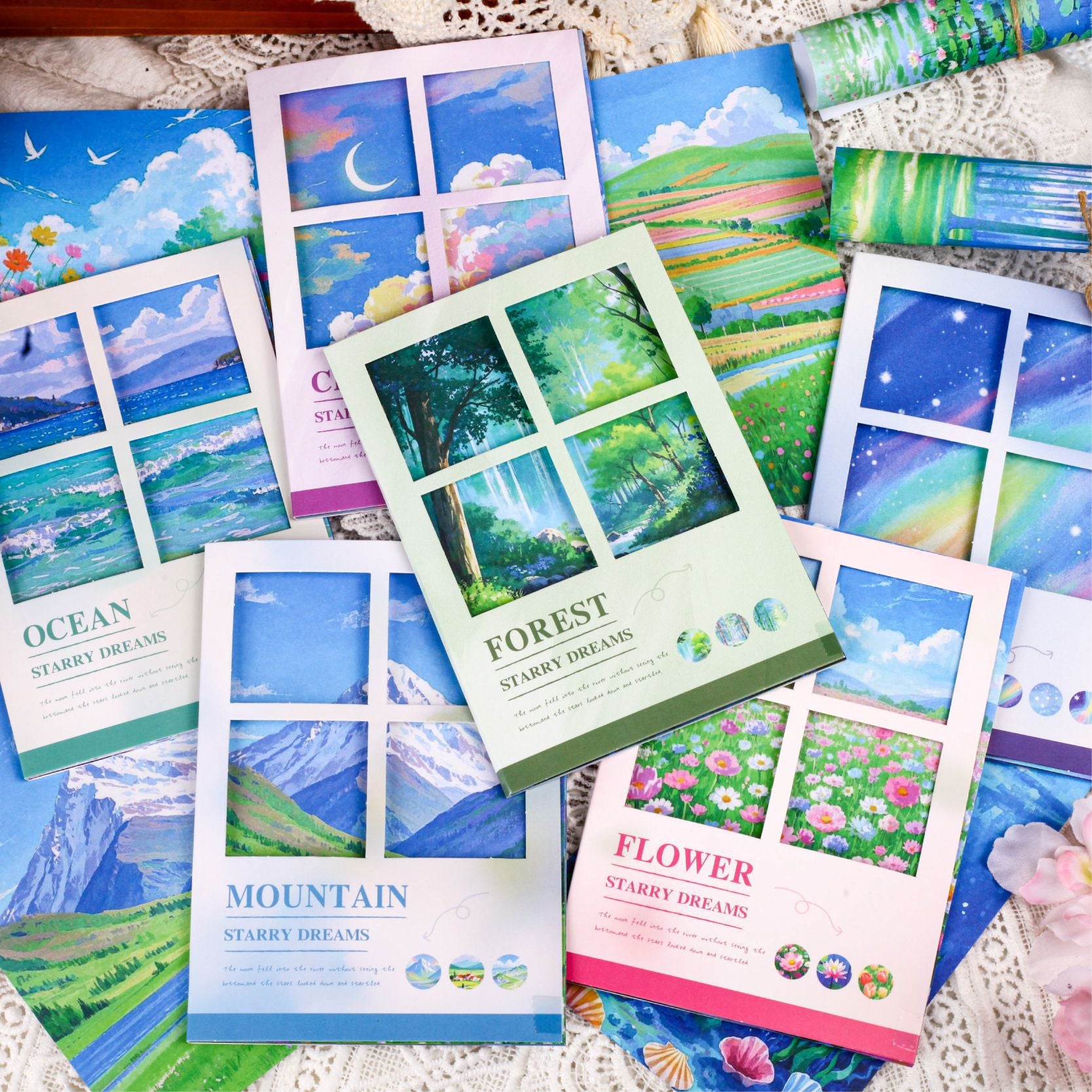 20 Pcs Oli Painting Landscape Scrapbook Paper XMFG