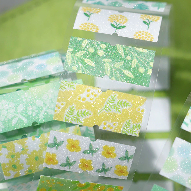 Chrono Ticket Floral Patchwork Die-Cut Tape - Blue