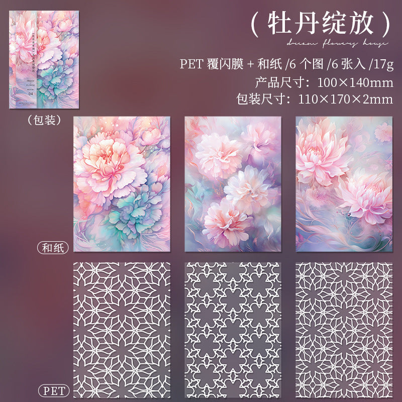 6 Pcs Floral and Lace PET Stickers HKYQ