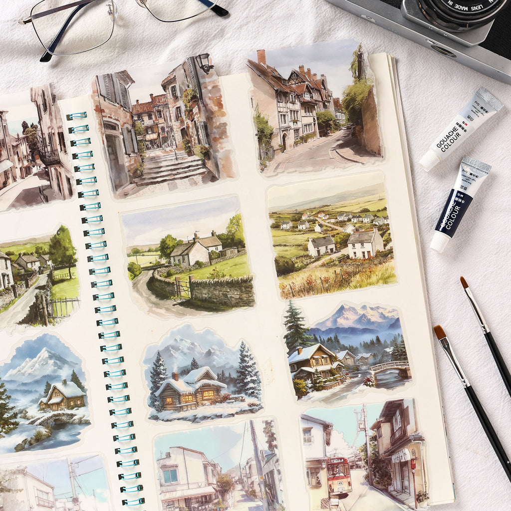 10 Pcs Travel Landscape PET Stickers OLZM