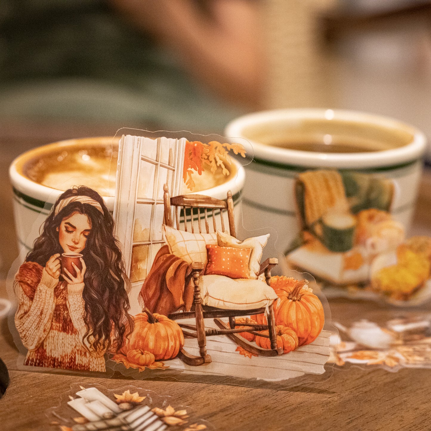 20 Pcs Autumn Coffee PET Stickers YKFSG