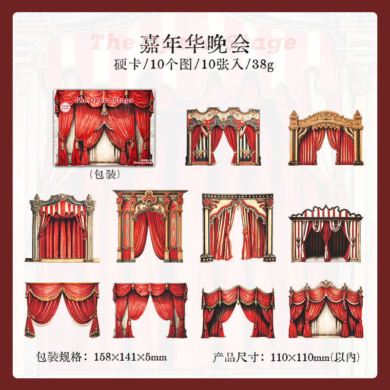 10 Pcs Opera Stage Theme Cardstock Paper GJWT