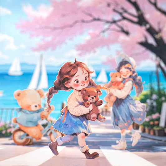 20 Pcs Childhood Girl PET Stickers XXWO