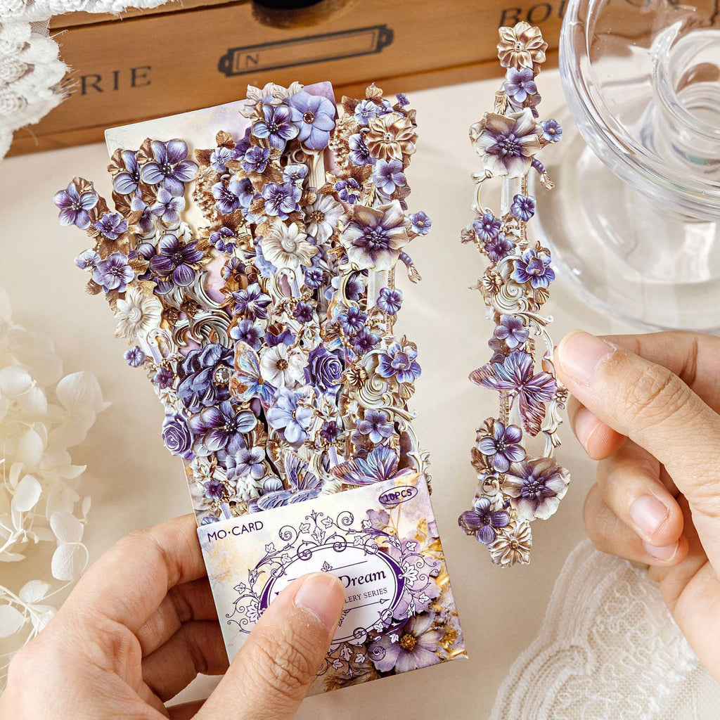 10 Pcs Vintage Baroque Relief Floral Kraft Stickers - Sunshine