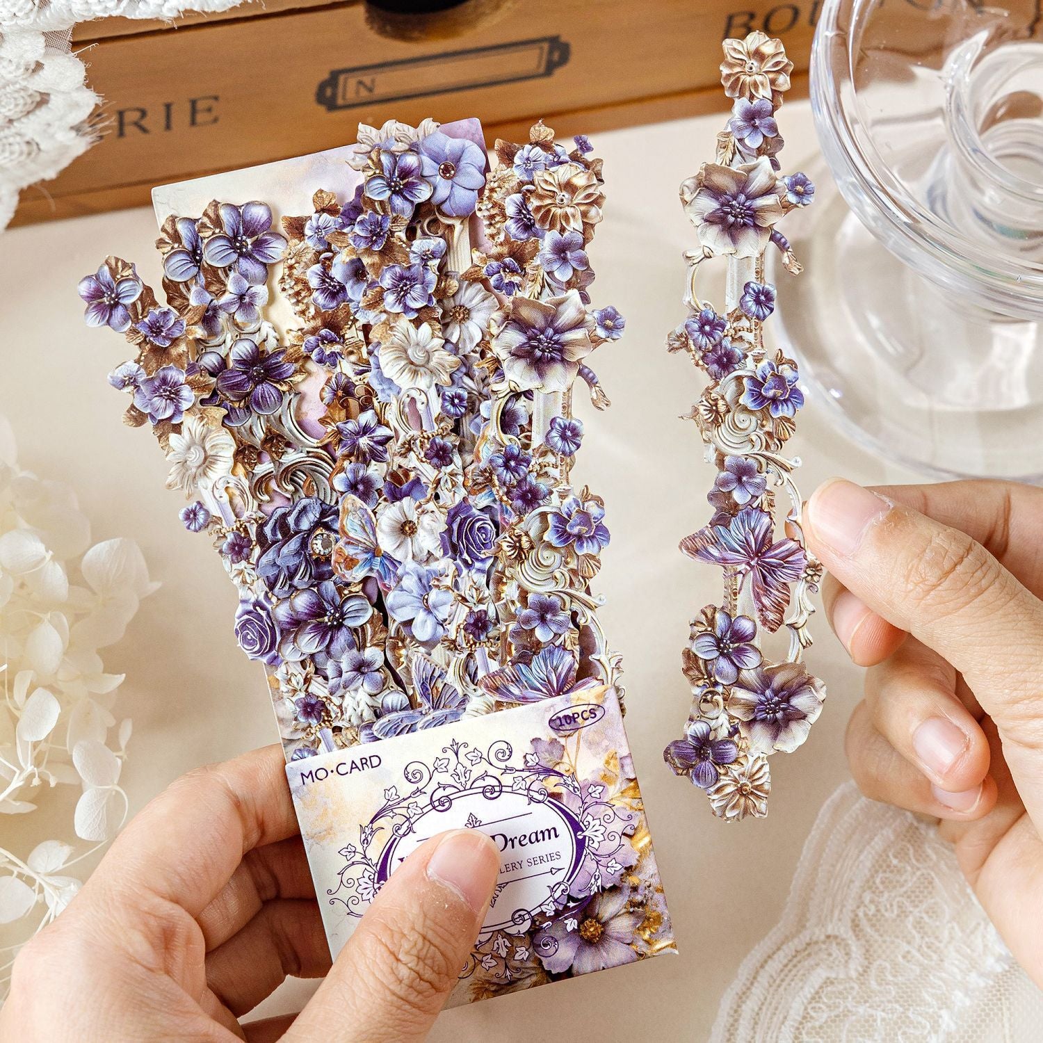 10 Pcs Vintage Baroque Relief Floral Kraft Stickers - Sunshine