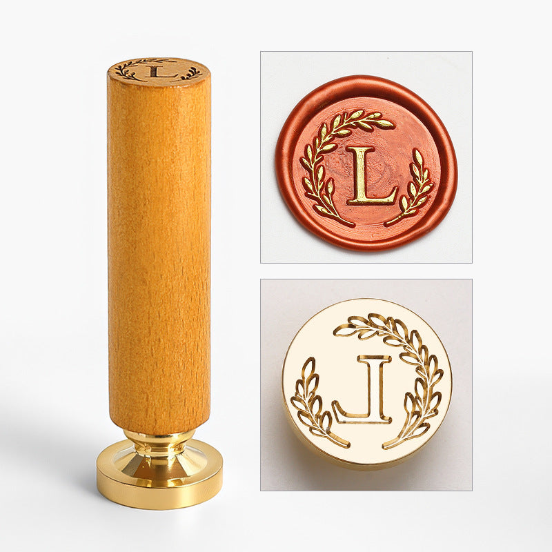Vintage Alphabet: Wooden Handle Wax Seal Stamp Set