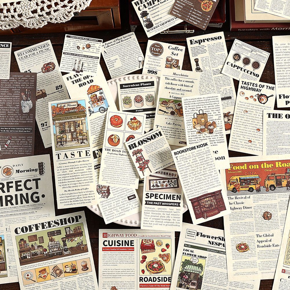 20 Pcs Newspaper Theme Scrapbook Paper JRJW