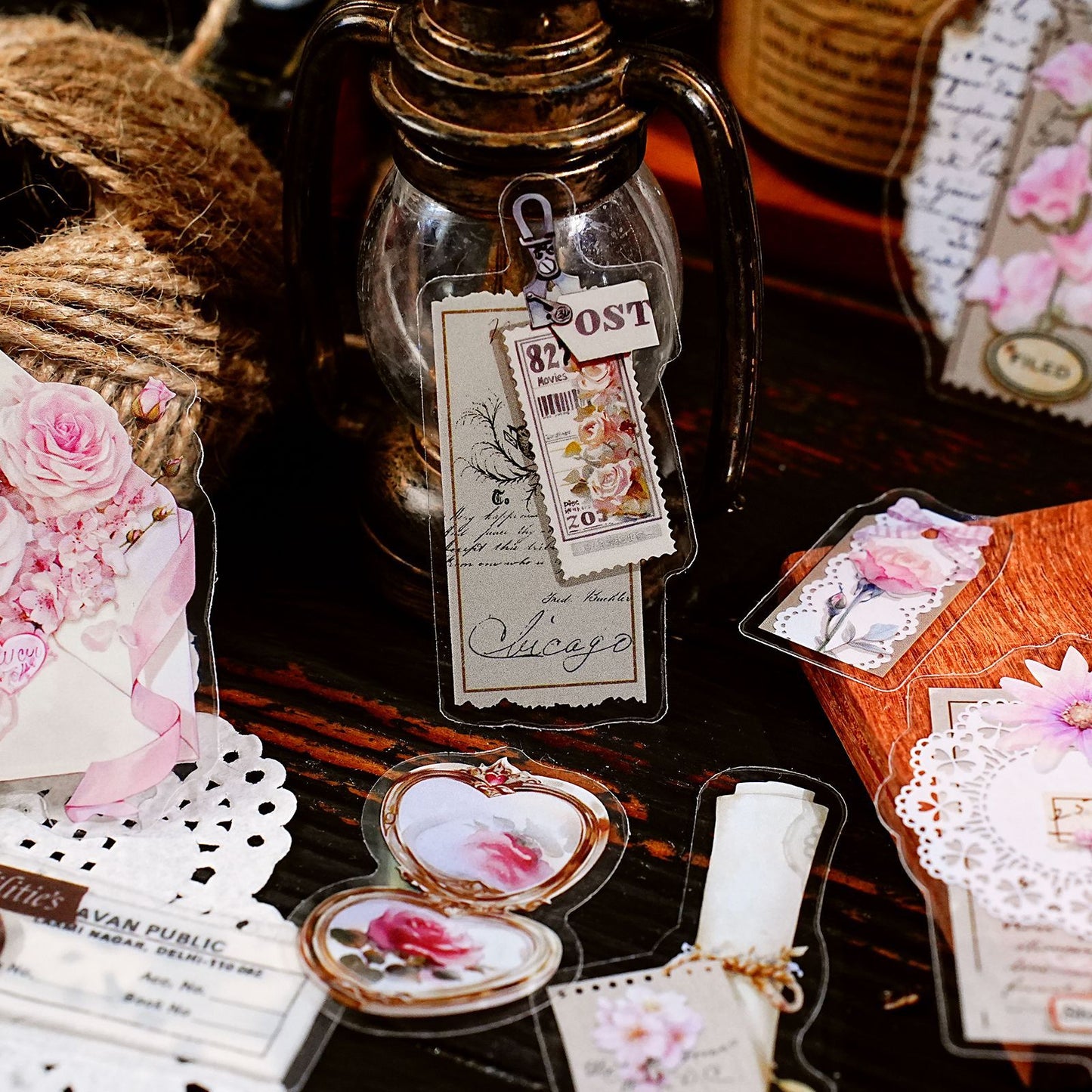 40 Pcs Leaf Flower Collage PET Stickers SGPZ