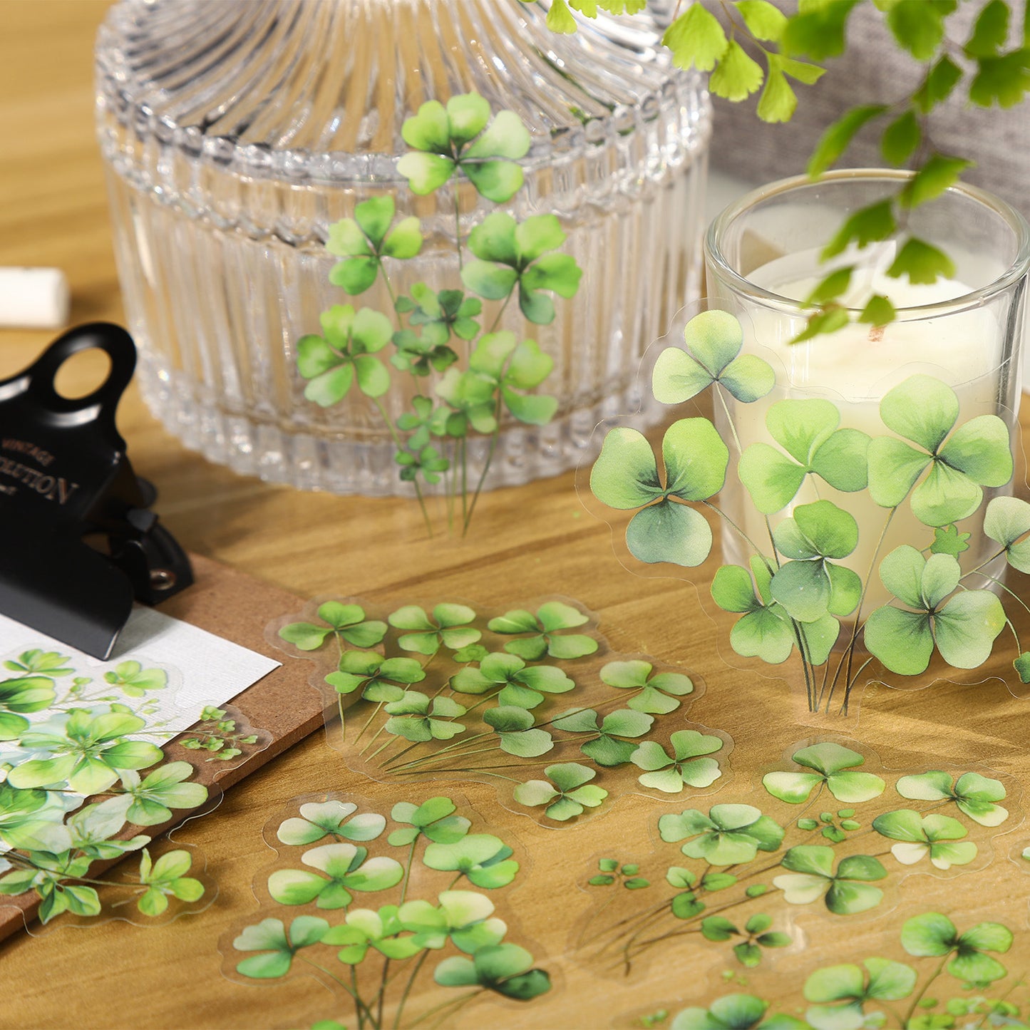 20 Sheets Green Leaf Vine PET Stickers YYZR