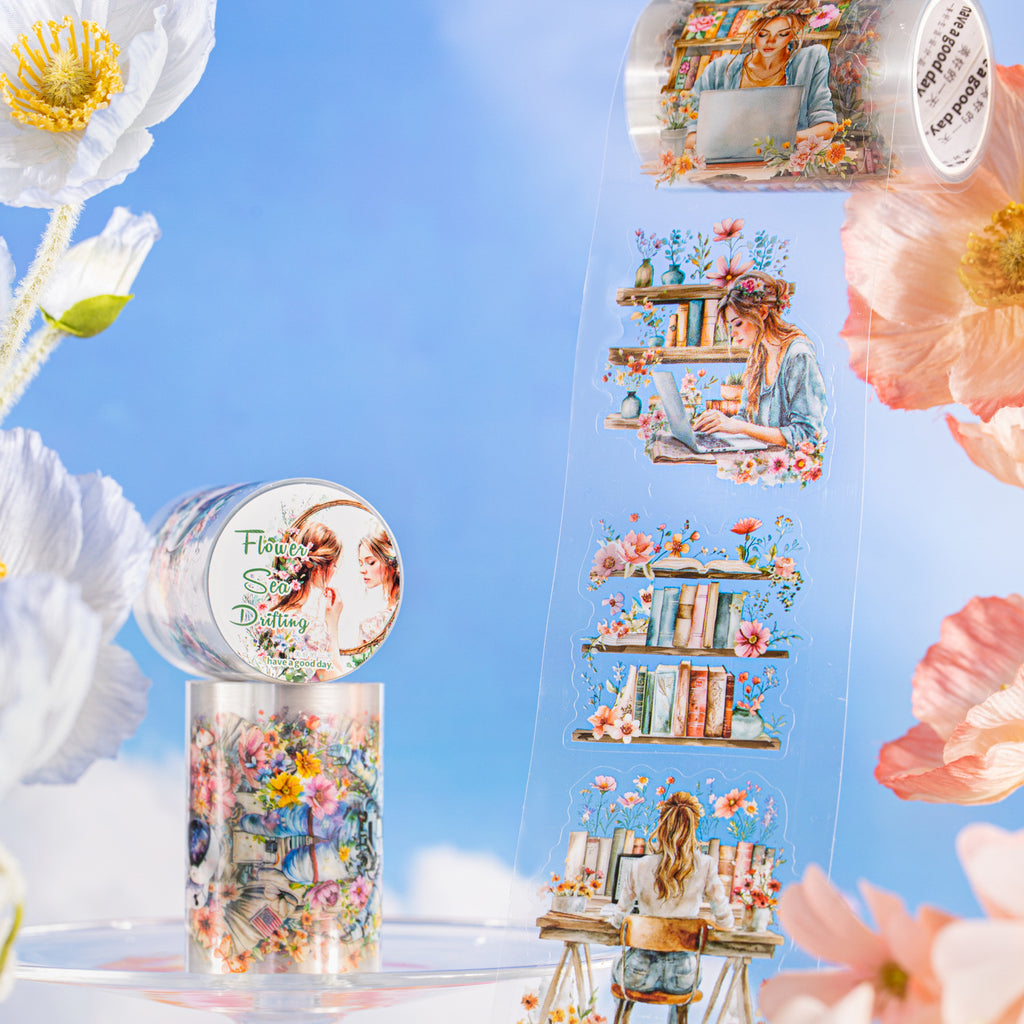 1 Roll Sea of Flowers PET Stickers Tape HHYL