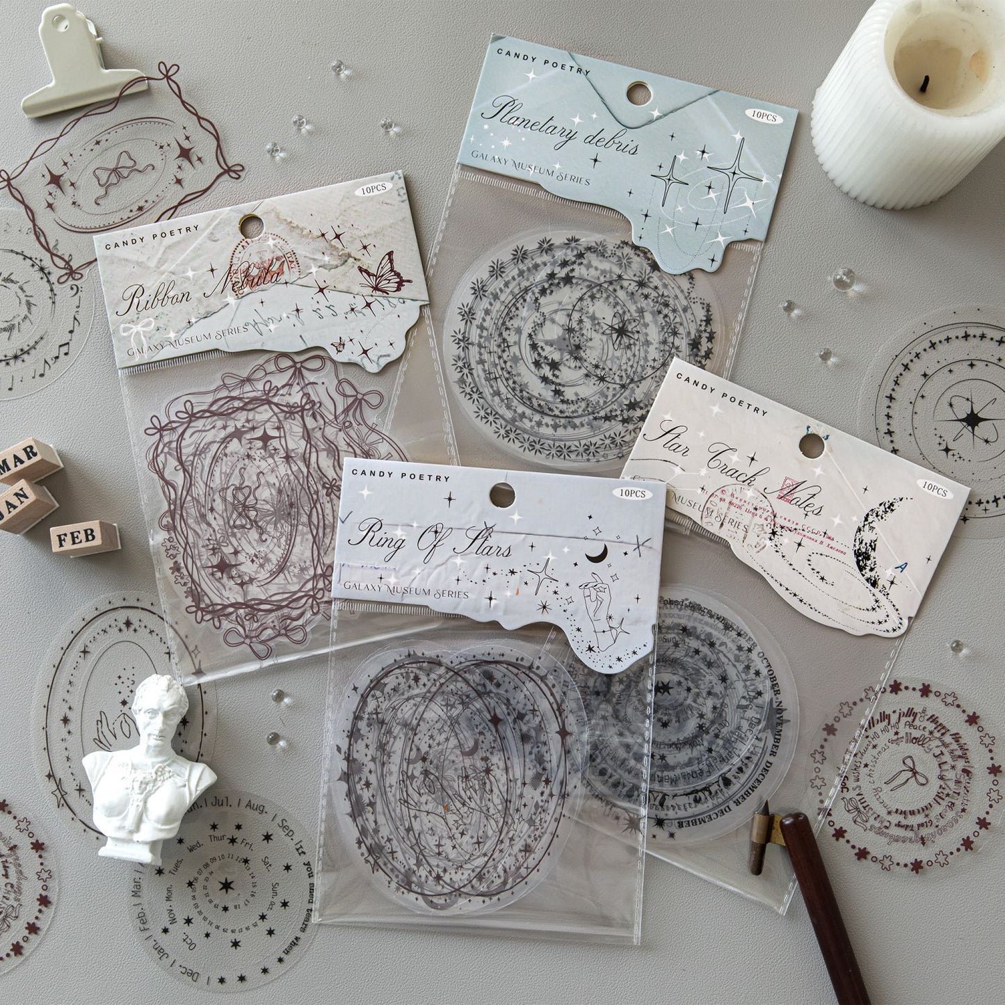 10 Pcs Round Frame PET Stickers YHBWG