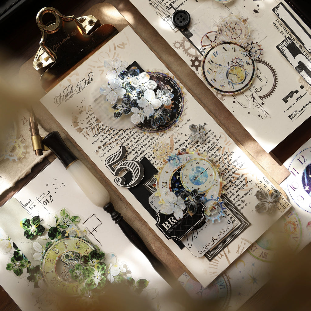Floral Decorative Tape Rolls- Horology Gears