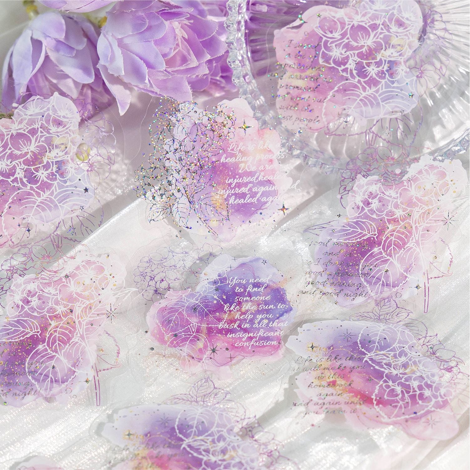 10 Pcs Watercolor Flower PET Stickers LGHP
