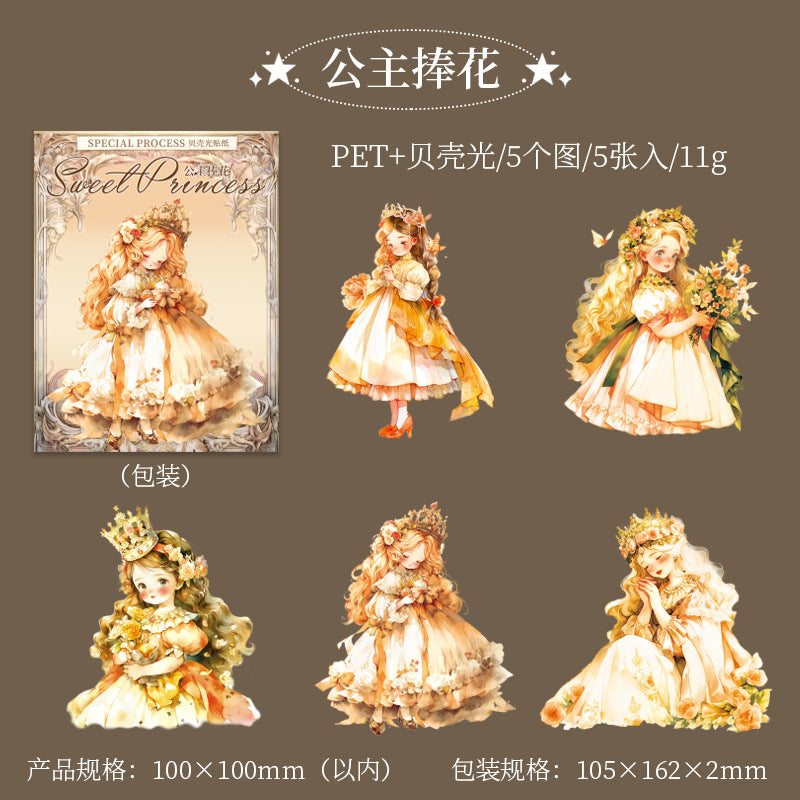 5 Pcs Princess PET Stickers TMGZ