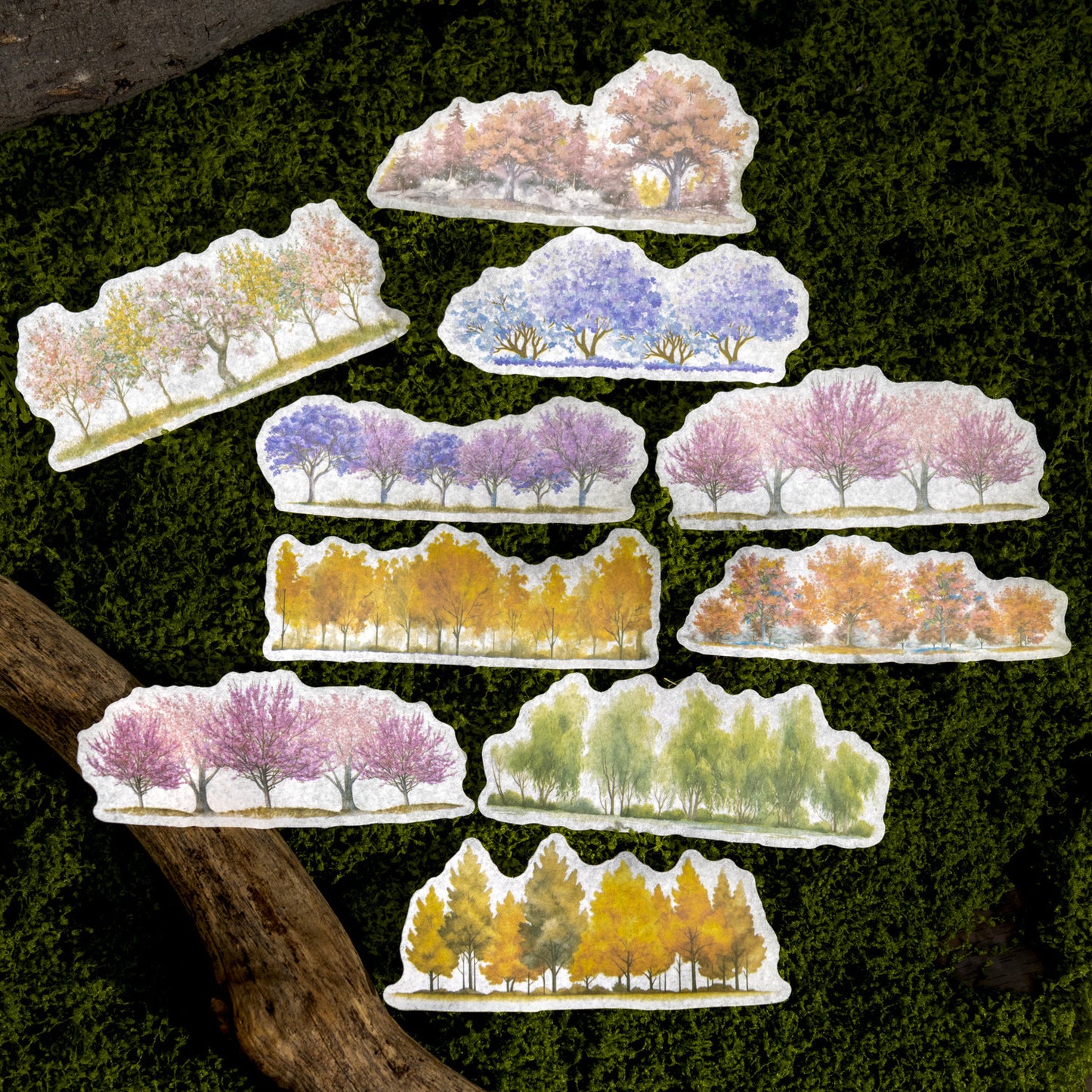 20 Pcs Seasonal Tree Forest Washi Stickers SYCY