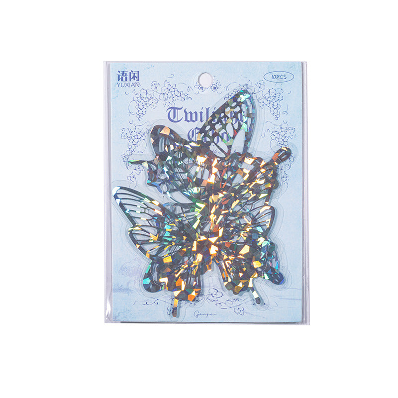 10 Pcs Laser PET Butterfly Stickers