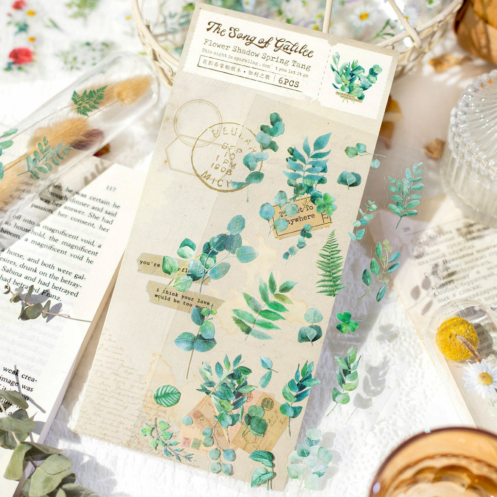 6 Sheets PET Flower Stickers HYCT