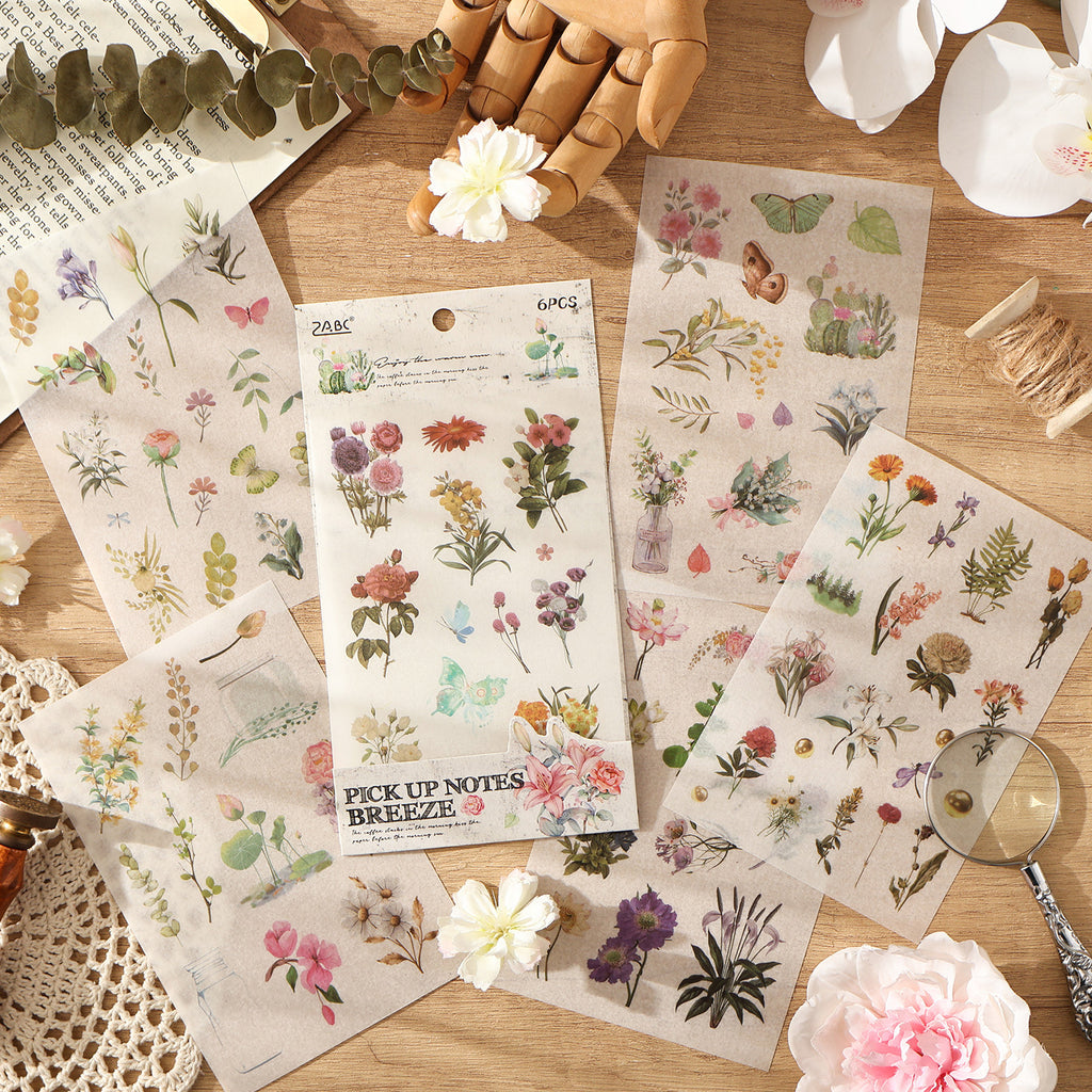 6 Sheets Basic Journal Stickers ZJWD