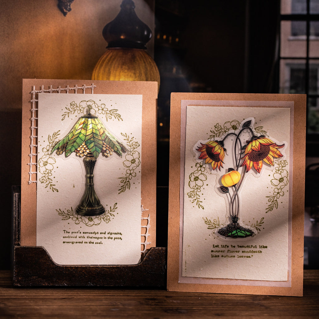 12 Pcs Flower Lamp PET Stickers HZXL