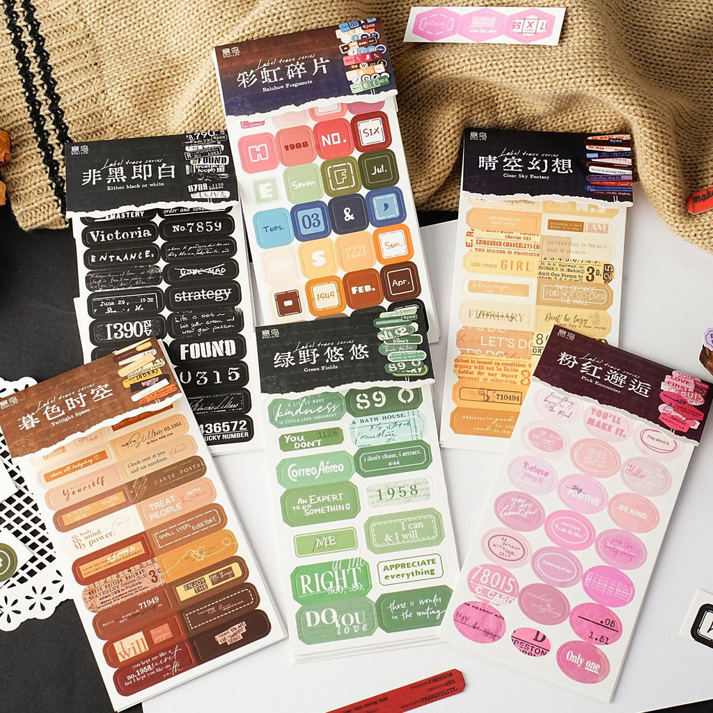 4 Sheets Label Cardtock Stickers HJBQ