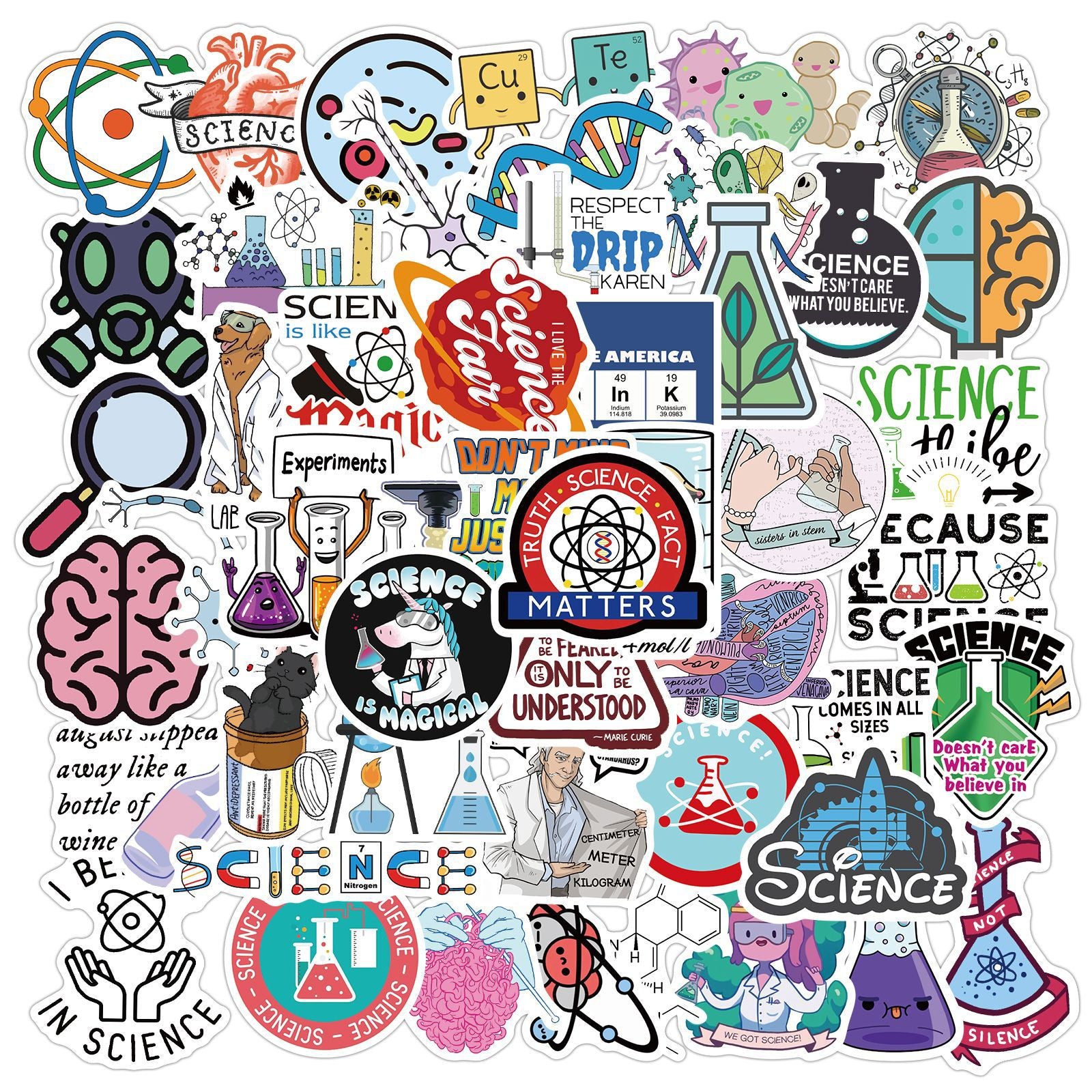 50 Pcs Vinyl Science Lab Stickers HT003